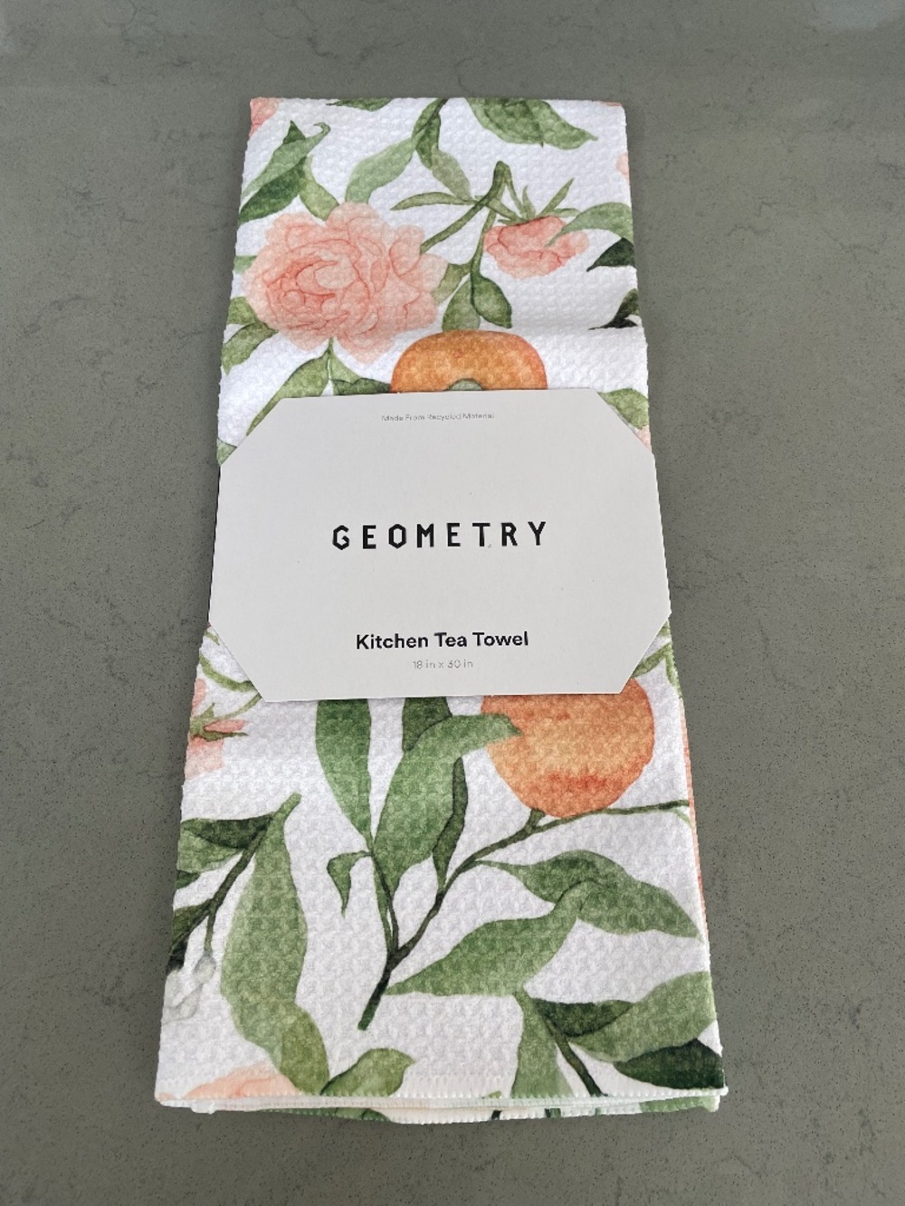 Geometry Kitchen Tea Towel- A Peony for Your Thoughts Print, Recycled Material